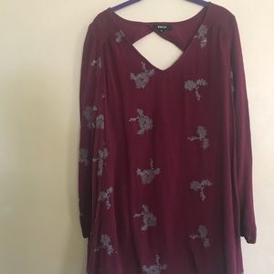 Burgundy top, with cut out back